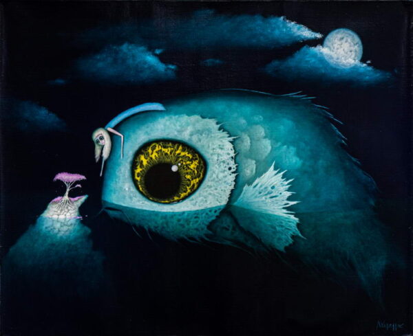 August Vilella, The Carp, 2021, oil on canvas, 100 x 81cm. Courtesy of the artist and JPS Gallery.