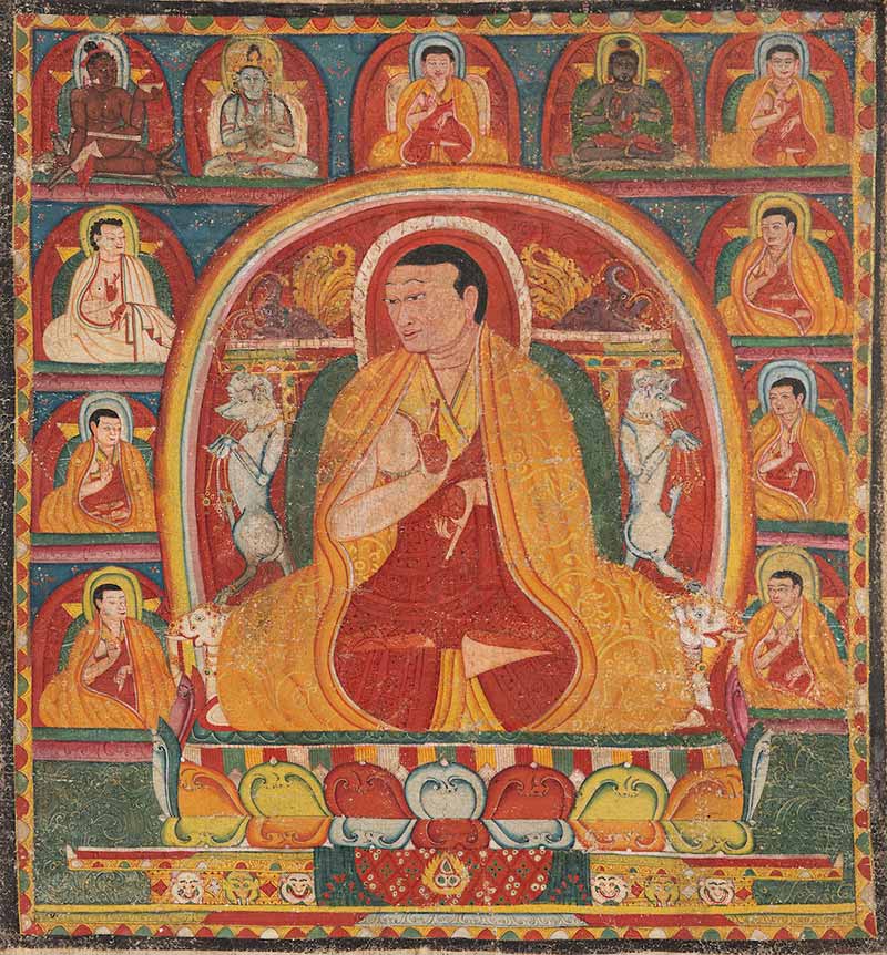Portrait of A Lama 12th-13th century, Tibet Distemper on cloth 27 x 25 cm (10.6 x 10 in)