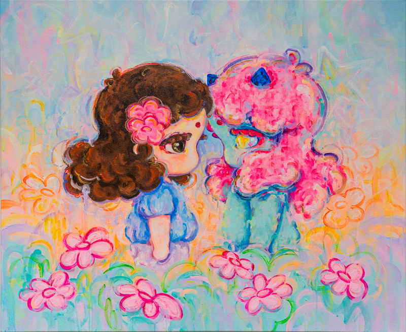Okokume Frente a frente 2021 Acrylic, oil pastel and soft pastel on canvas, 75 x 91.5 cm