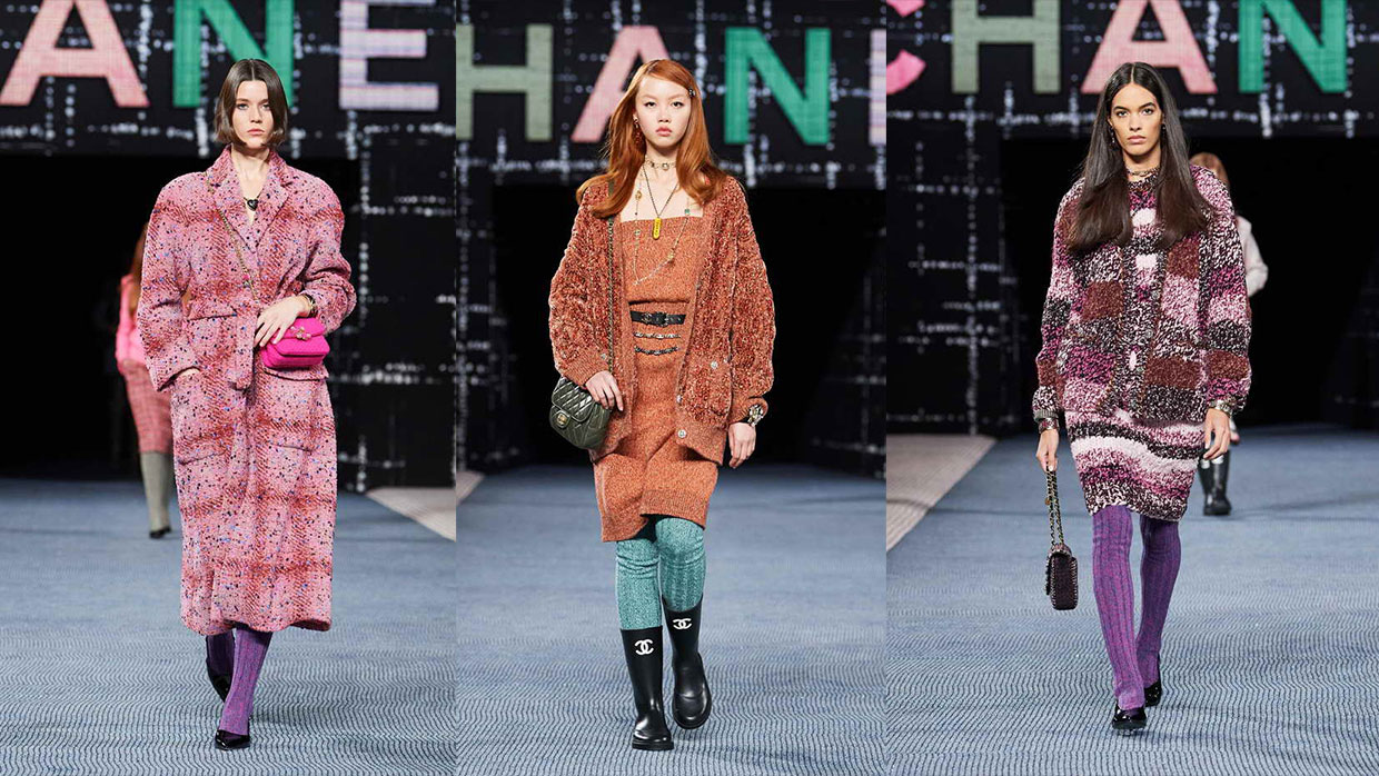 Bright Tights and Tweed Take Over Chanel's FW22 Ready-to-Wear Collection