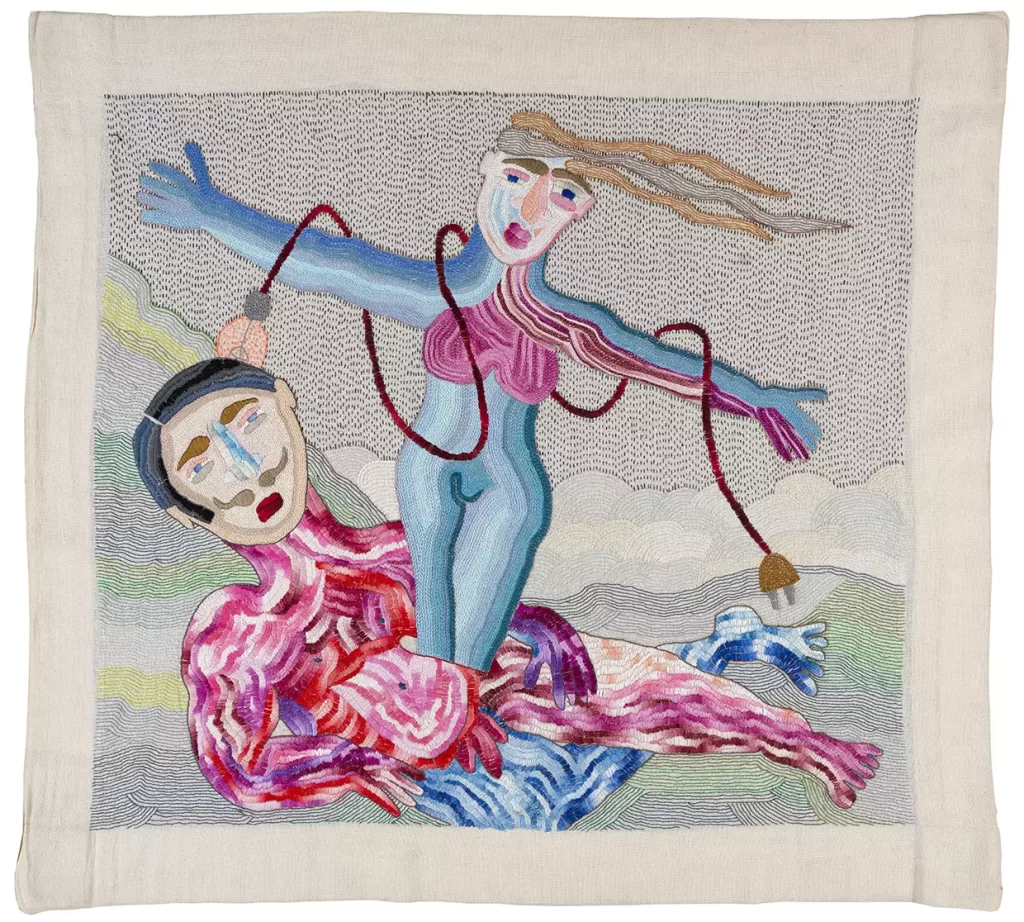 Costilla de Adán (Rib Of Adam), Paloma Castillo, hand- embroidery with cotton threads on osnaburg, 103 x 112cm, 2016