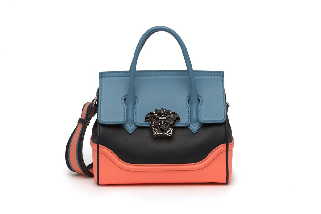 Arctic Blue, Deep Navy and Flamingo Leather Palazzo Empire Bag HKD 17,000 (Medium Size)