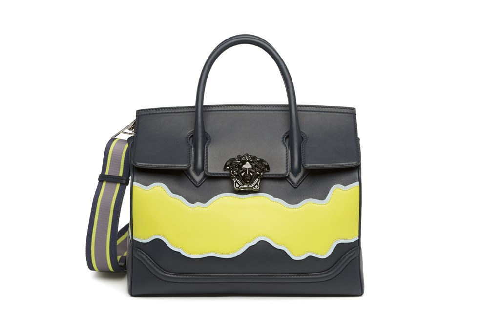 Navy and Lime Leather Palazzo Empire Bag HKD 27,000 (Large Size)
