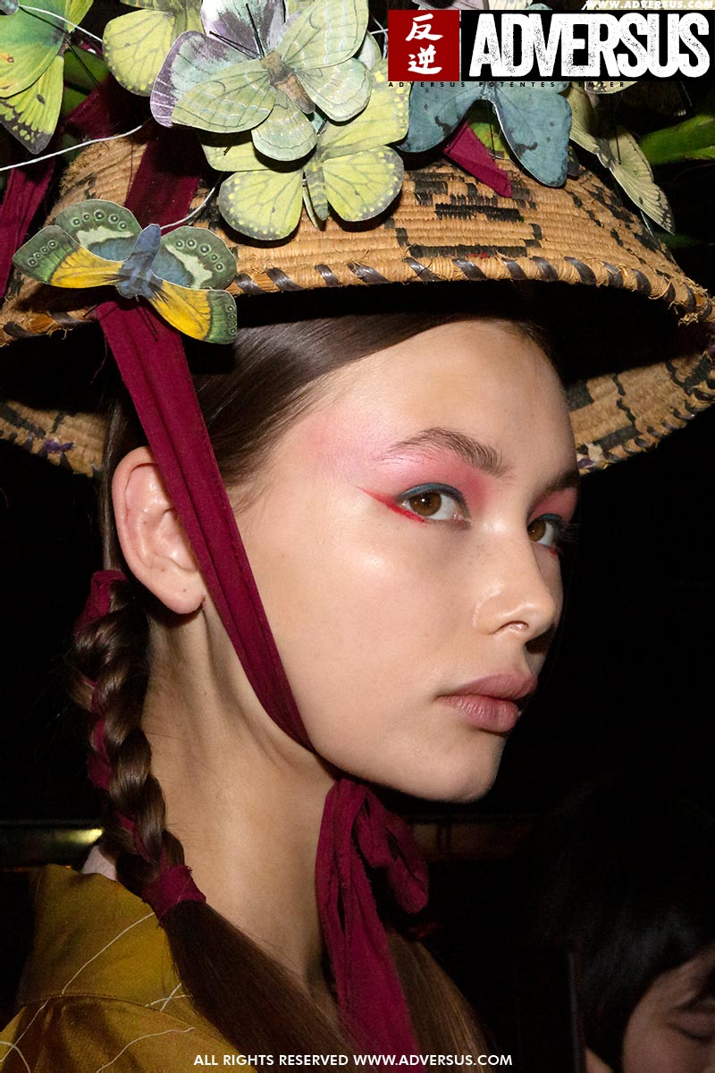 Two braids hair style. Antonio Marras SS 2020 Fashion Show. Hair: James Pecis