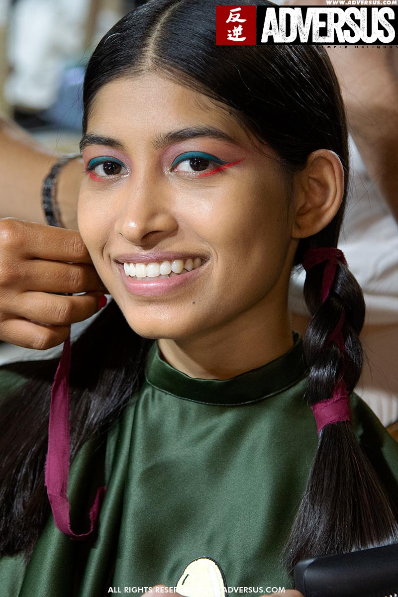 Two braids hair style. Antonio Marras SS 2020 Fashion Show. Hair: James Pecis