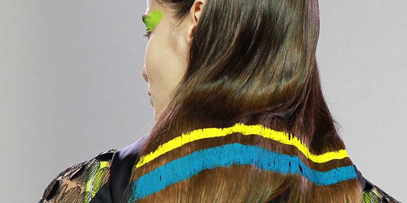 Hair trends 2018. Hand painted hair. Byblos SS 2018, hair: Adrian Clark. Ph. Mauro Pilotto