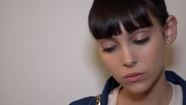 Transparent skin, glittery eyelids. Christelle Coquet explains the makeup look at Aquilano.Rimondi SS2017