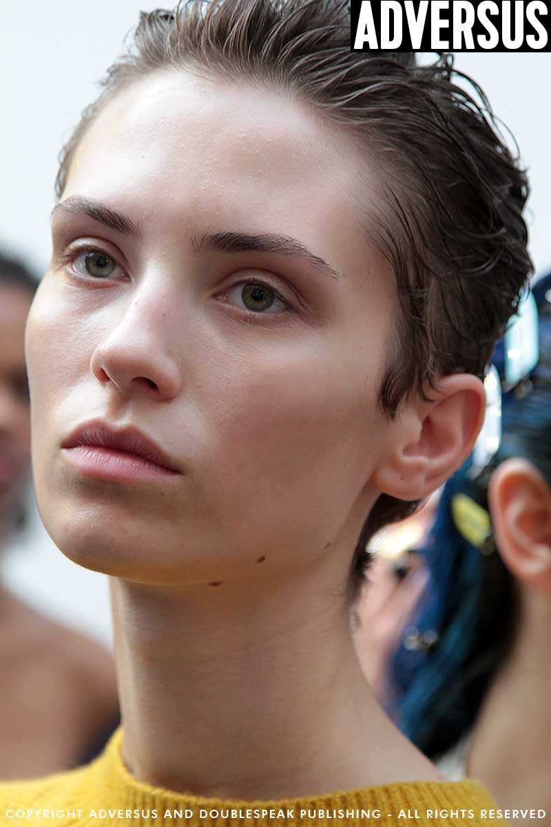 Wet hair looks at the MSGM Summer 2018 Milan Fashion Week - Hair James Pecis - Ph. Charlotte Mesman - Work in progress