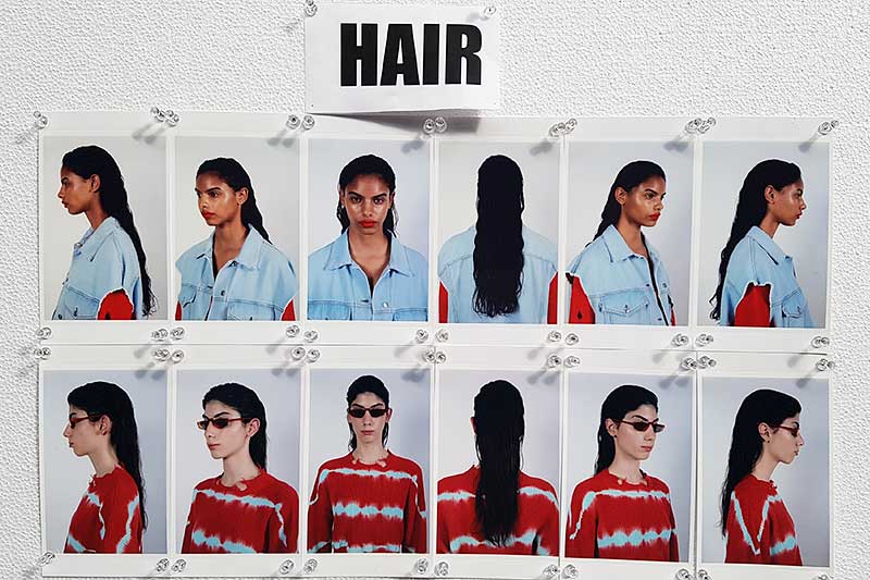 Wet hair looks at the MSGM Summer 2018 Milan Fashion Week - Hair James Pecis - Ph. Charlotte Mesman - Work in progress