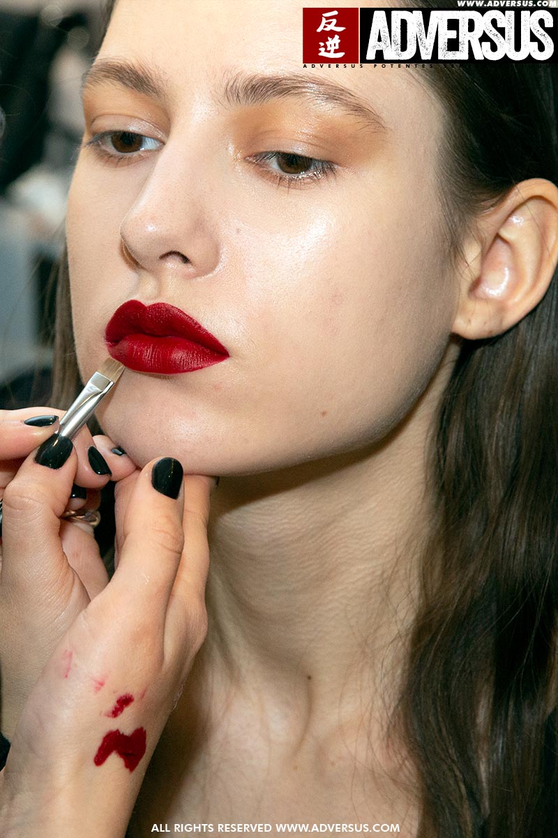 Make-up trends Fall Winter 2019 2020. Fashion Show: Luisa Beccaria. Make-up: Cynthia Di Meo. Photo: Charlotte Mesman