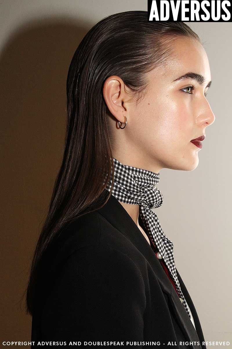 Sleek hair at Aquilano.Rimondi FW 2017 2018, hair: Damien Boissinot