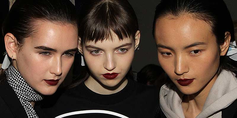 Sleek hair at Aquilano.Rimondi FW 2017 2018, hair: Damien Boissinot