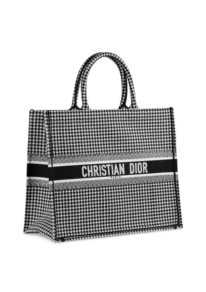 “Dior Book Tote” bag in black & white houndstooth check embroidered canvas. - HK$24,000