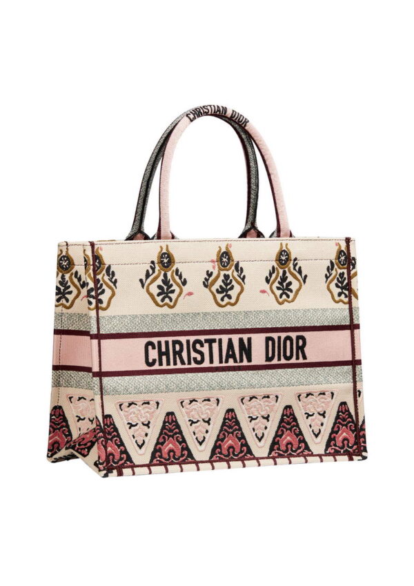 “Dior Book Tote” bag in rose multicolor geometric embroidered canvas. - HK$21,500